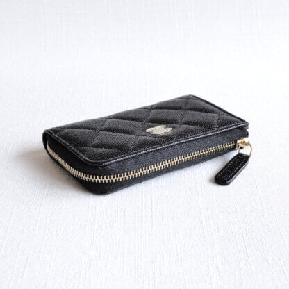 CHANEL Card Holder Quilted Calfskin Cavair Leather Black Schlüsseletui Schwarz Second Hand 22175 4