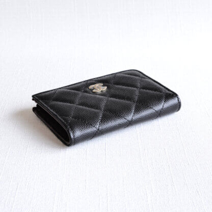 CHANEL Card Holder Quilted Calfskin Cavair Leather Black Schlüsseletui Schwarz Second Hand 22175 5