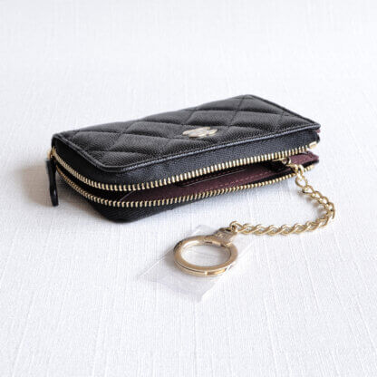 CHANEL Card Holder Quilted Calfskin Cavair Leather Black Schlüsseletui Schwarz Second Hand 22175 6