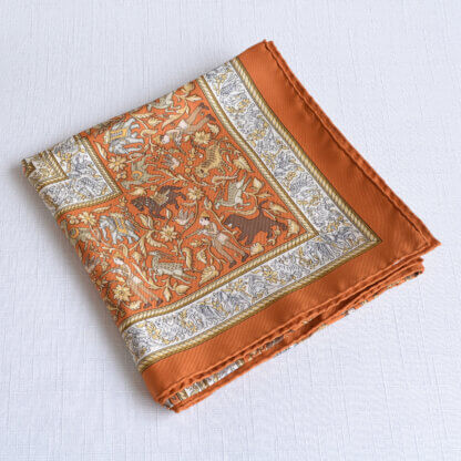 Hermès Carré Chasse En Inde Seidentuch Orange Kupfer Second Hand 22262 2