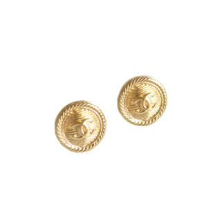 CHANEL 18A CC Button Earrings Ohrringe Gold Second Hand 22489 0