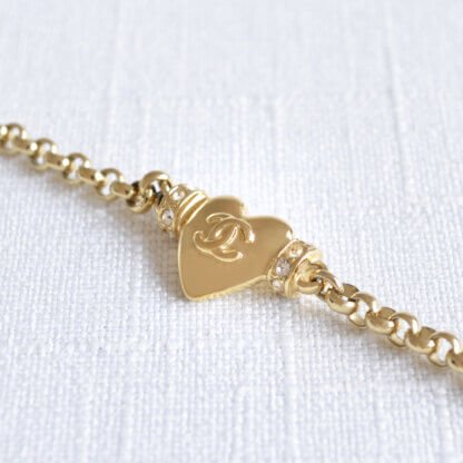 CHANEL 24P Choker Heart Necklace Halskette Hellgold Second Hand 22461 3