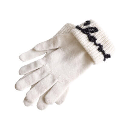 CHANEL Kaschmir Handschuhe Gloves Cashmere Weiß Second Hand 22361 00