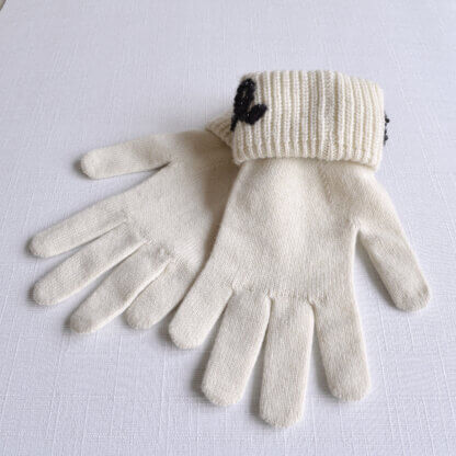 CHANEL Kaschmir Handschuhe Gloves Cashmere Weiß Second Hand 22361 5