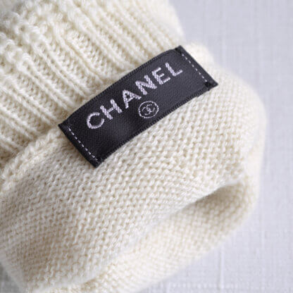 CHANEL Kaschmir Handschuhe Gloves Cashmere Weiß Second Hand 22361 9