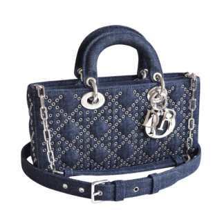 Dior Lady D-Joy Medium Denim Eyelet Handtasche Dunkelblau Second Hand 22497 0