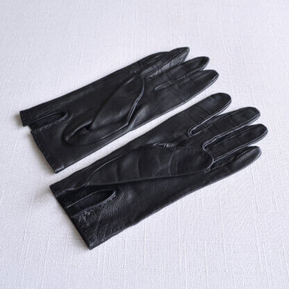 Hermès Clou de Selle Leder Handschuhe Gloves Lambskin Schwarz Vintage Second Hand 22384 2