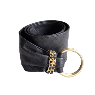 CHANEL 20P Leder Gürtel Waistbelt Schwarz Second Hand 22655 0