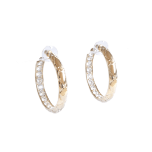 CHANEL 20V CC Quilted Crystal Hoop Earrings Kreolen Ohrringe Second Hand 22825 0