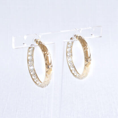 CHANEL 20V CC Quilted Crystal Hoop Earrings Kreolen Ohrringe Second Hand 22825 2