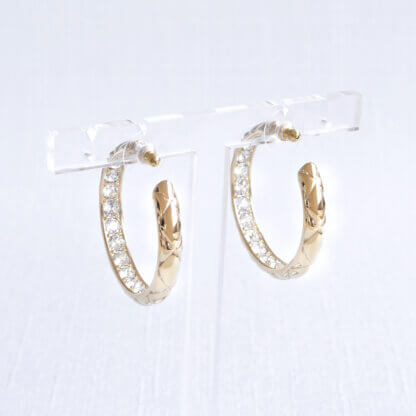 CHANEL 20V CC Quilted Crystal Hoop Earrings Kreolen Ohrringe Second Hand 22825 3