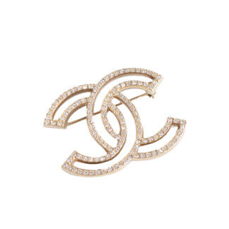 CHANEL 18V CC Brosche Brooch Gold Strass Second Hand 22896 0