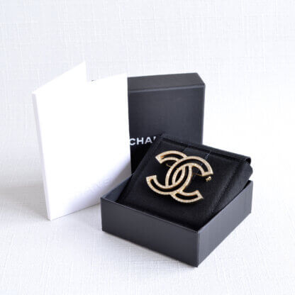 CHANEL 18V CC Brosche Brooch Gold Strass Second Hand 22896 1