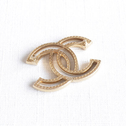 CHANEL 18V CC Brosche Brooch Gold Strass Second Hand 22896 3