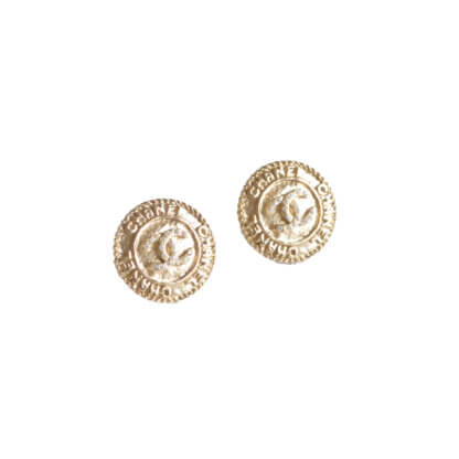 CHANEL 21A CC Button Earrings Knopf Ohrringe Gold Strass Second Hand 22977 0