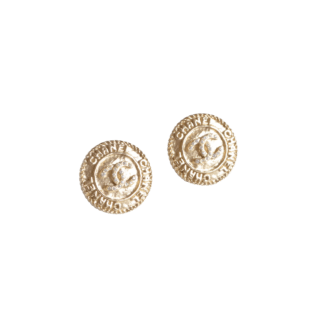 CHANEL 21A CC Button Earrings Knopf Ohrringe Gold Strass Second Hand 22977 2