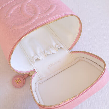 CHANEL Vanity Beauty Case Cosmetic Pouch Kosmetiktasche Leder Rosa Second Hand Vintage 22862 8