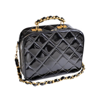 CHANEL Vintage Vanity Patent Leather Case Bag Handtasche Second Hand 22897 0