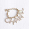 CHANEL 19S Letter Bracelet Logo Armband Strass Hellgold Pre-Loved 225112 2
