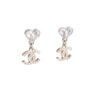 CHANEL 23S Crystal Heart CC Pendant Earrings Silver Gold Ohrringe Pre-Loved 225114 0