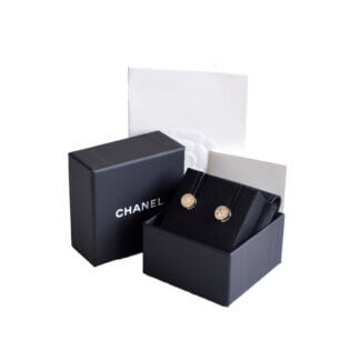 CHANEL 24B Round CC Earrings Light Gold Pre-Loved 12519 000