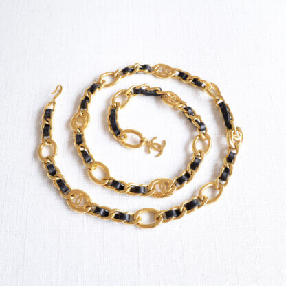 CHANEL 96P Vintage Gürtelkette : Halskette Chain Belt Gold Schwarz Pre-Loved 325118 4