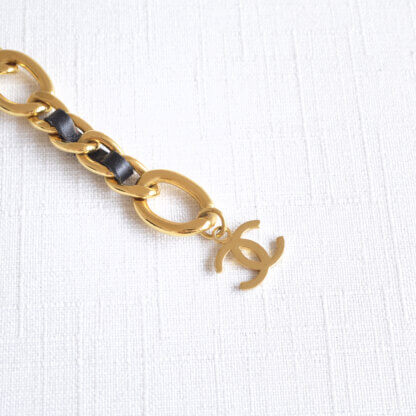 CHANEL 96P Vintage Gürtelkette : Halskette Chain Belt Gold Schwarz Pre-Loved 325118 5