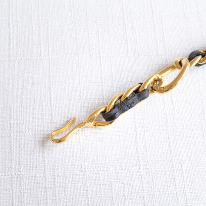 CHANEL 96P Vintage Gürtelkette : Halskette Chain Belt Gold Schwarz Pre-Loved 325118 6