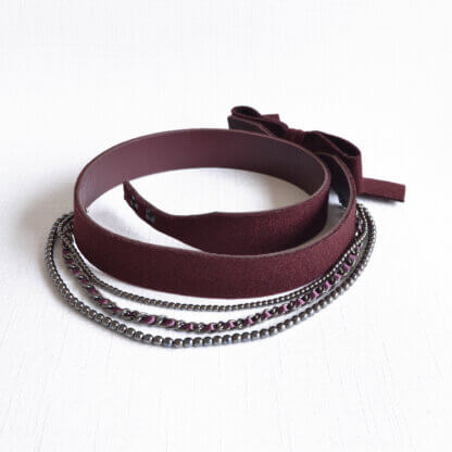 CHANEL Vintage 02A Bow Felt Belt Schleifen Gürtel Wolle Burgundy Pre-Loved 3251202
