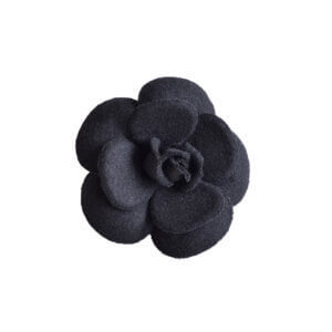 CHANEL Vintage Camellia Wool Brooch Brosche Schwarz Pre-Loved 325122 0