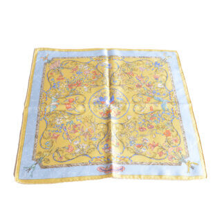 Hermès Gavroches 45 Pierres d'orient et d'occident Hellblau Gelb Pre-Loved Vintage 32539 00