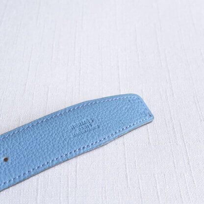 Hermès Vintage H Leder Gürtel 32 mm leather belt blue jean gold pre-loved 32533 2