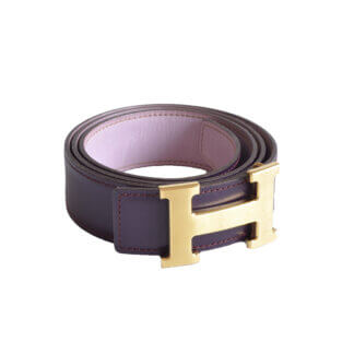 Hermès Vintage H Leder Gürtel 32 mm leather belt prune mauve pre-loved 32534 0