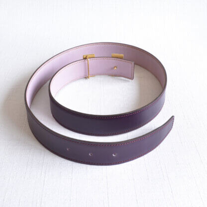 Hermès Vintage H Leder Gürtel 32 mm leather belt prune mauve pre-loved 32534 2