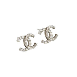 CHANEL 24A CC Earrings Ruthenium Silver Silber Ohrringe Pre-Loved 525122 1