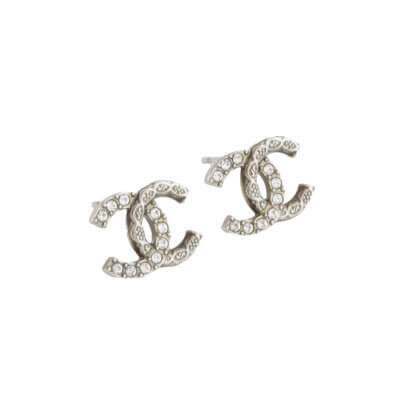 CHANEL 24A CC Earrings Ruthenium Silver Silber Ohrringe Pre-Loved 525122 1