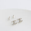 CHANEL 24A CC Earrings Ruthenium Silver Silber Ohrringe Pre-Loved 525122 2