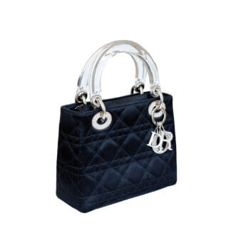 Dior Vintage Lady Mini Diamond Silk Crystal Handtasche Schwarz Pre-Loved 52545 00