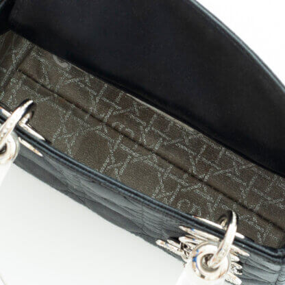 Dior Vintage Lady Mini Diamond Silk Crystal Handtasche Schwarz Pre-Loved 52545 6