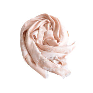 Louis Vuitton Floral Print Monogram Scarf Tuch Stola Nude Pink Pre-Loved 22525 00