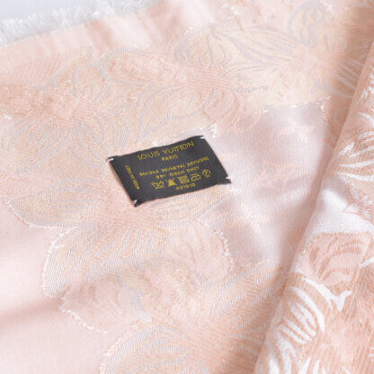 Louis Vuitton Floral Print Monogram Scarf Tuch Stola Nude Pink Pre-Loved 22525 4