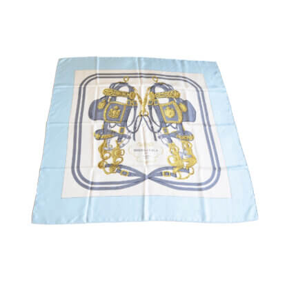 Hermès Carré Brides de Gala Seidentuch Hellblau Weiß Second Hand 525317 00