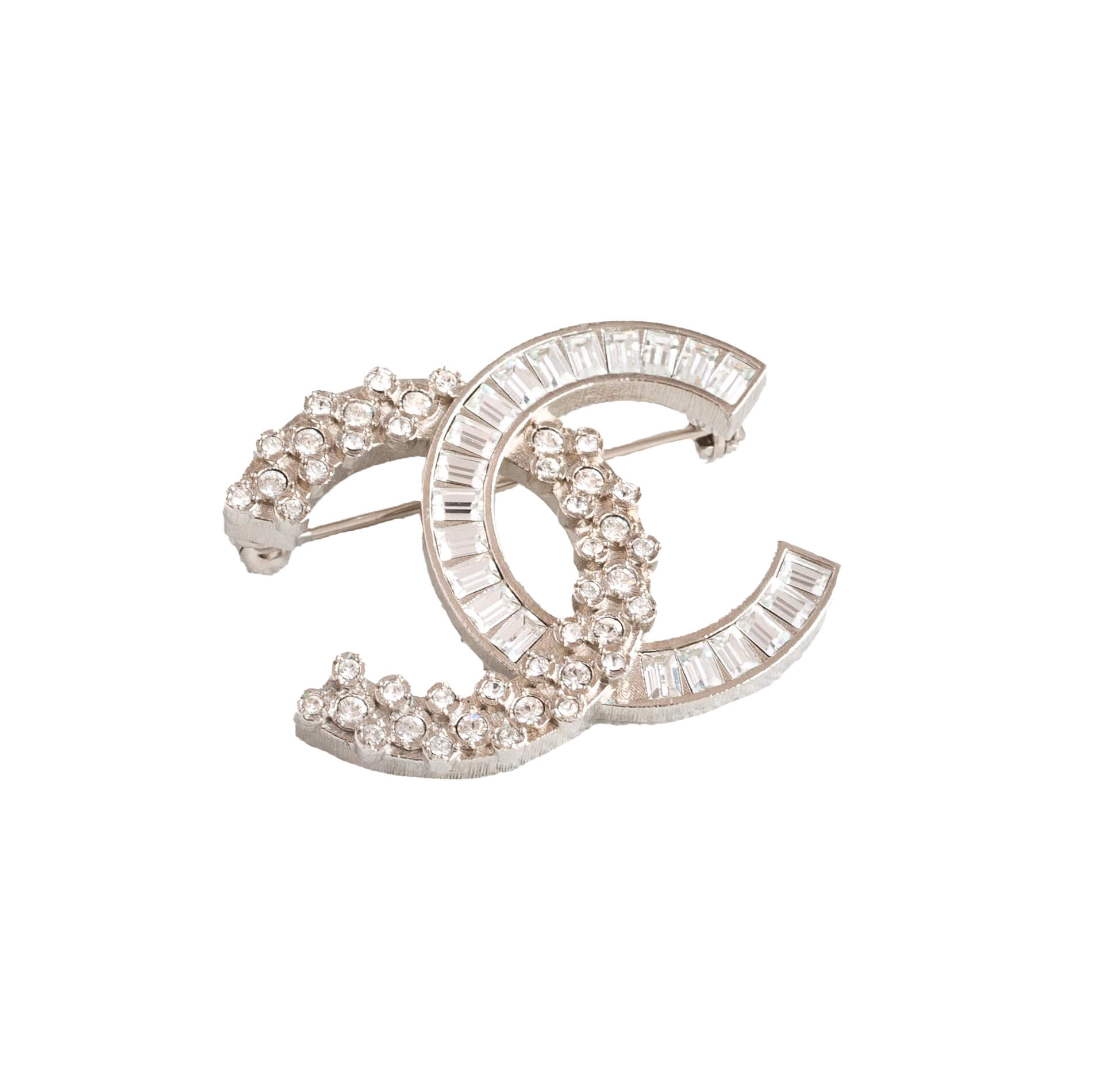 CHANEL 19V Crystal CC Brooch Brosche Silber Pre-Loved 725128 0