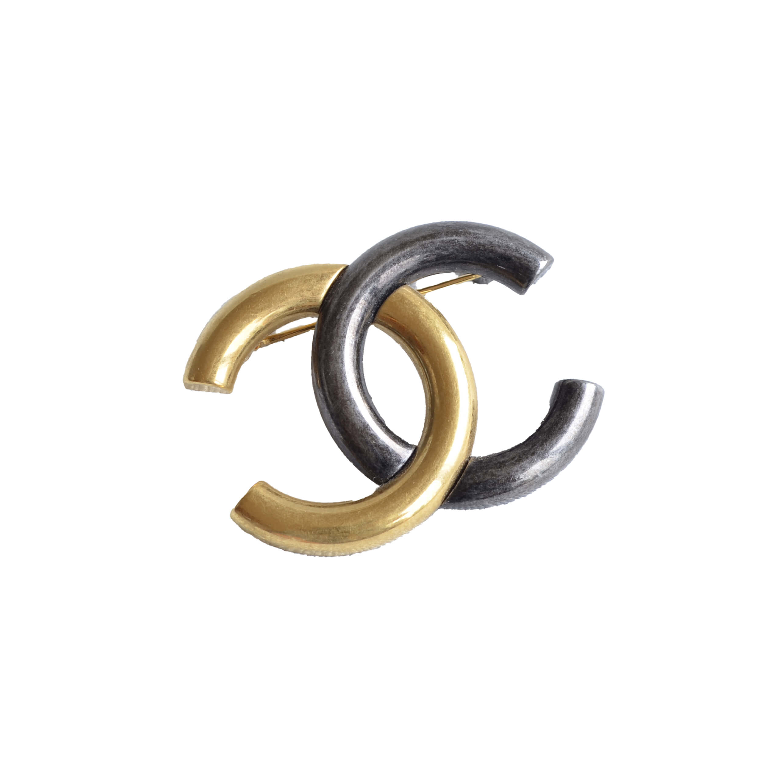 CHANEL 21P CC Brosche Brooch Gold Black Schwarz Pre-Loved 825131 0