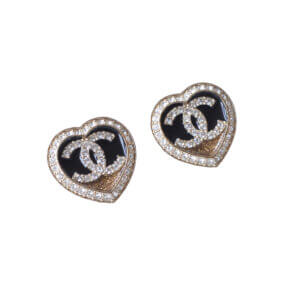 CHANEL 23B CC Heart Earrings Herz Ohrringe Strass Pre-Loved 1025137 00