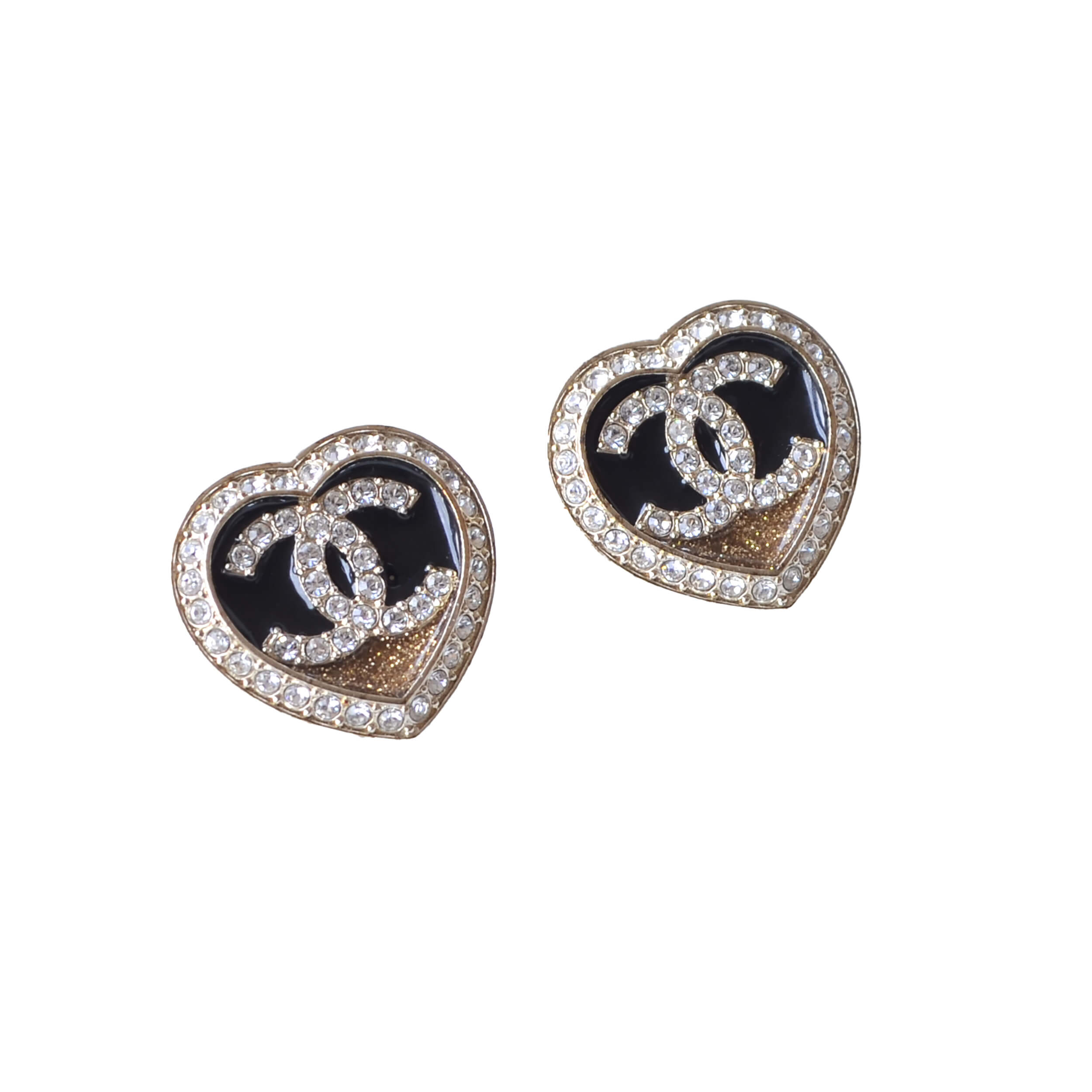 CHANEL 23B CC Heart Earrings Herz Ohrringe Strass Pre-Loved 1025137 00 CHANEL 23B CC Heart Earrings Herz Ohrringe Strass Pre-Loved 1025137 00