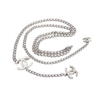 CHANEL 07V Gürtelkette Halskette CC-Logo Silber Weiß Pre-Loved Vintage 1125146 1