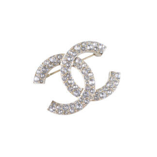 CHANEL 21V CC Crystal Strass Brosche Brooch Gold Pre-Loved 1125144 0
