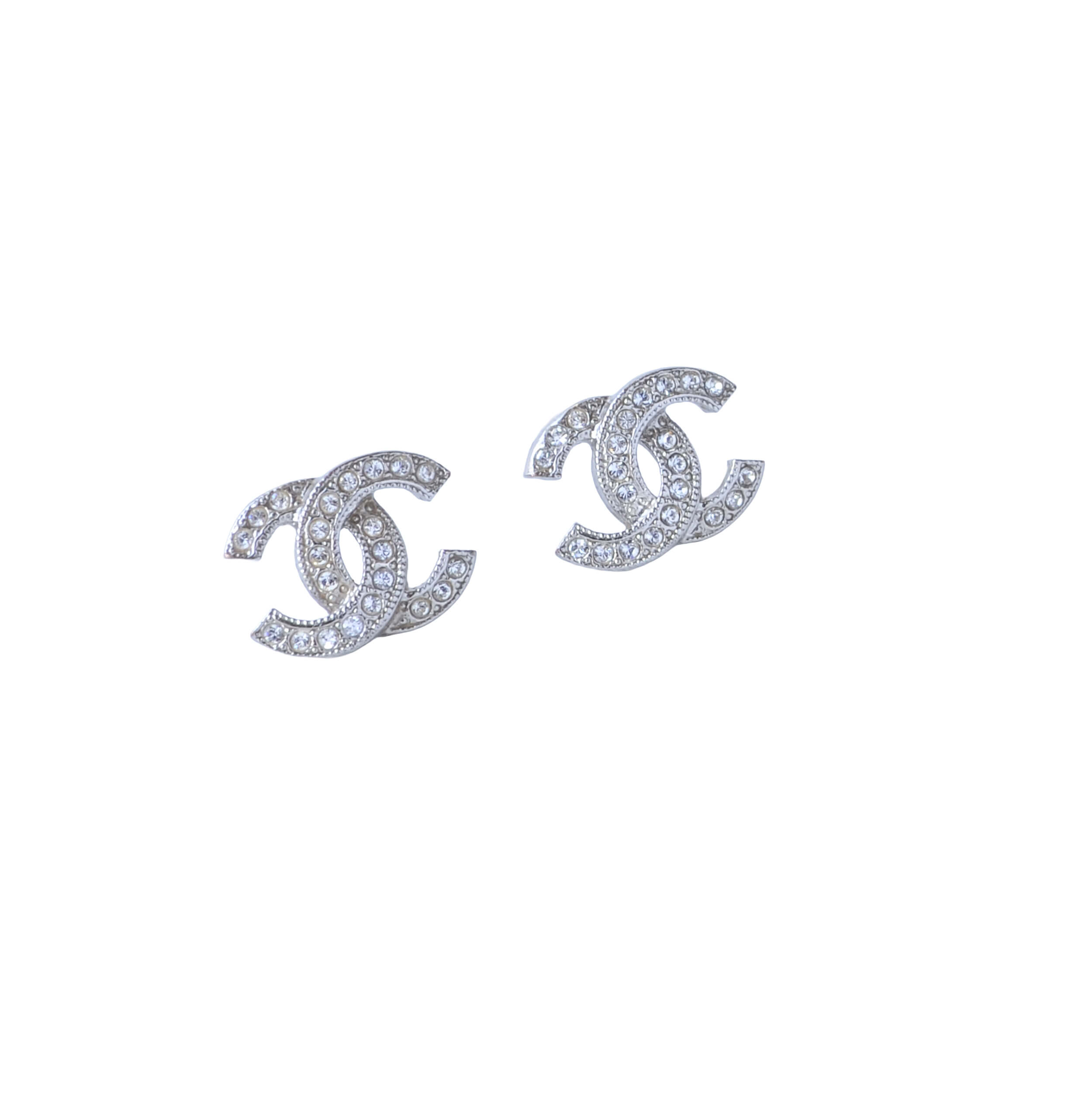 CHANEL 21V CC Mini Crystal Earrings Silber Ohrringe Pre-Loved 625124 0