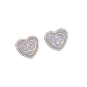 CHANEL 24S CC Herz Perlmutt Ohrringe Heart Earrings Pre-Loved 1125145 0